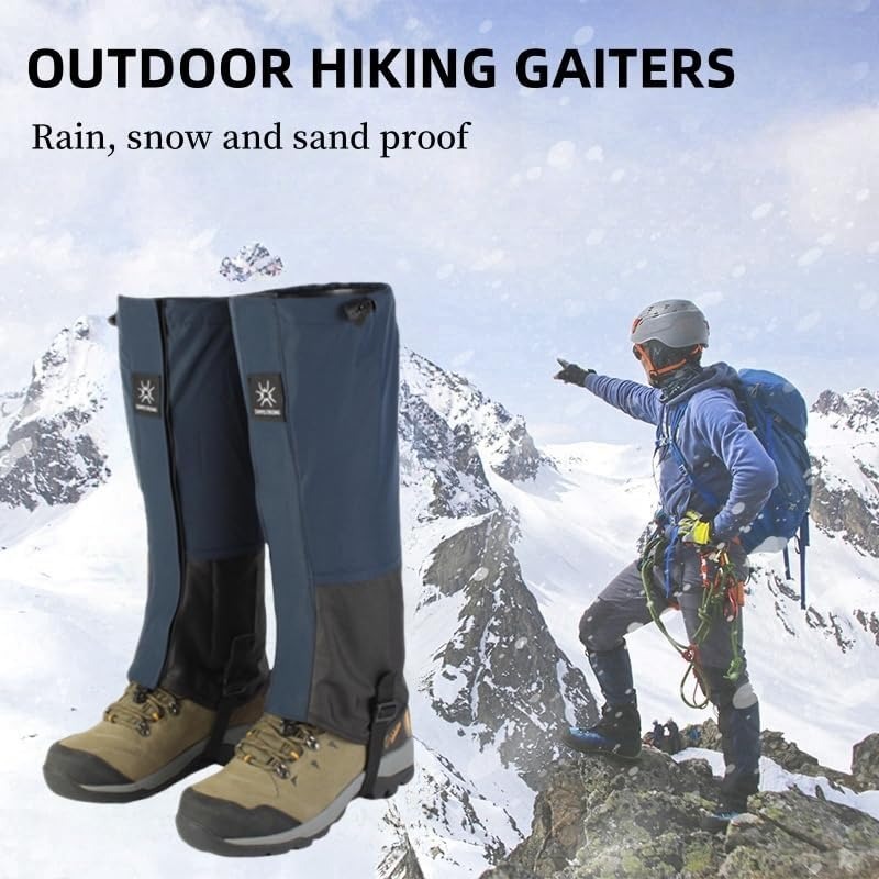 Polainas para botas de nieve para senderismo, ligeras y ajustables, a prueba de agua, nieve y arena, con correa de goma para el pie para senderismo, montañismo