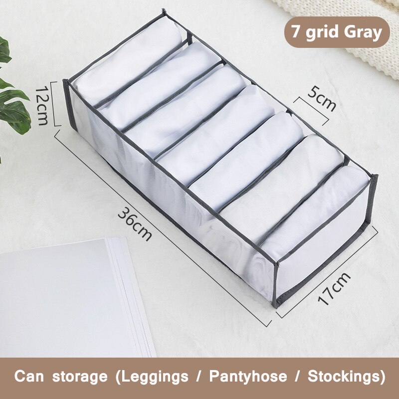 Clothes Organizer Wardrobe Clothes Storage Box Organizer Box Socks Underwears Bras Storage Compartments Jeans Storage Box: 7 Grid 36x17x12 Gray