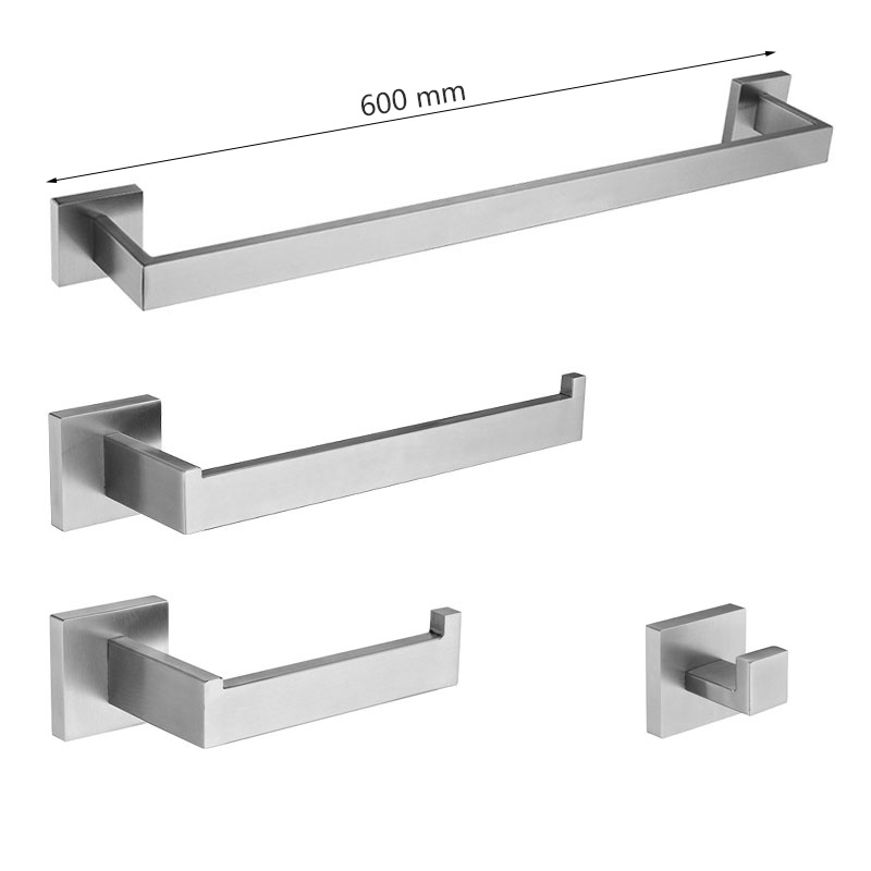 Stainless Steel Bathroom Hardware Kit Brushed Nickel Towel Rack Toilet Paper Holder Towel Bar Hook Bathroom Accessories