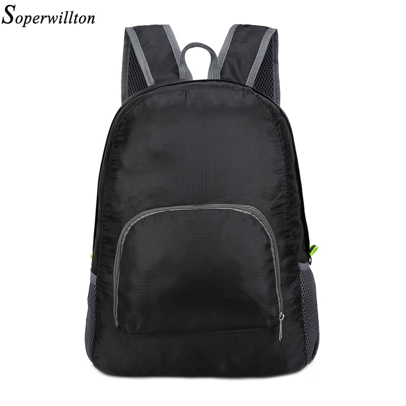 Soperwillton Backpack Foldable Nylon Women Backpack Waterproof 9 Color Option Men Backpack Travel bag female male #1222