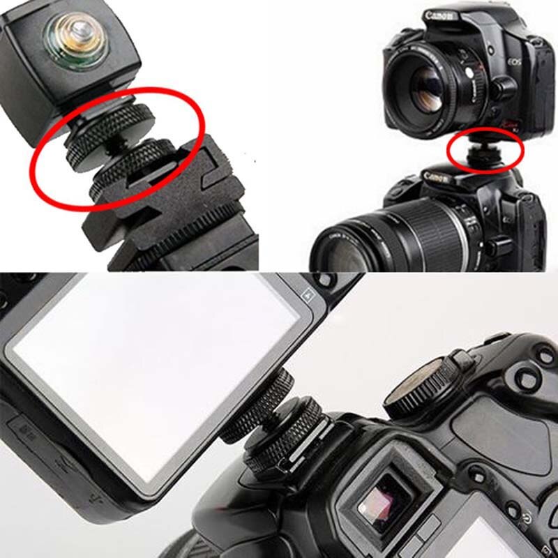 Pro 1/4&quot; Dual Nuts Tripod Mount Screw Black To Flash Shoe Adapter For Camera Studio Accessories