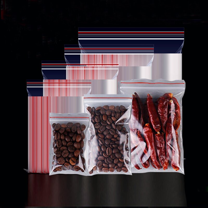100pcs/pack Resealable Zip High Clear Plastic Bag Reclosable Nail cosmetic Hardware Food Trial Pouches Storage Package