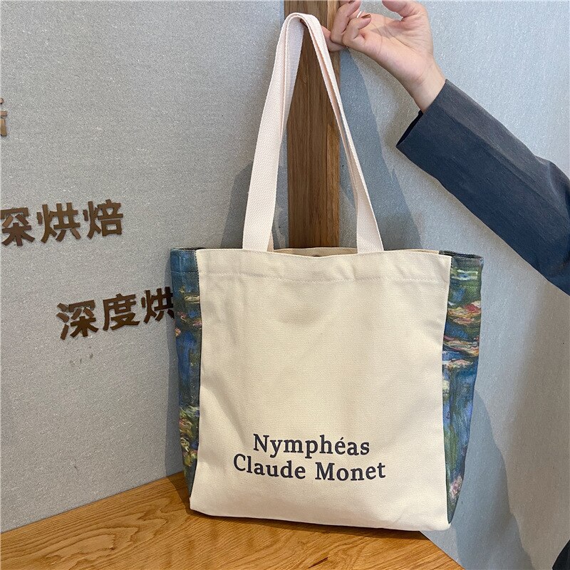 Große damen-einkaufstasche aus canvas, umweltfreundlich und wiederverwendbar, aus baumwollstoff, tragetasche, schultertasche für damen, lässige einkaufstasche, strandtasche: 2