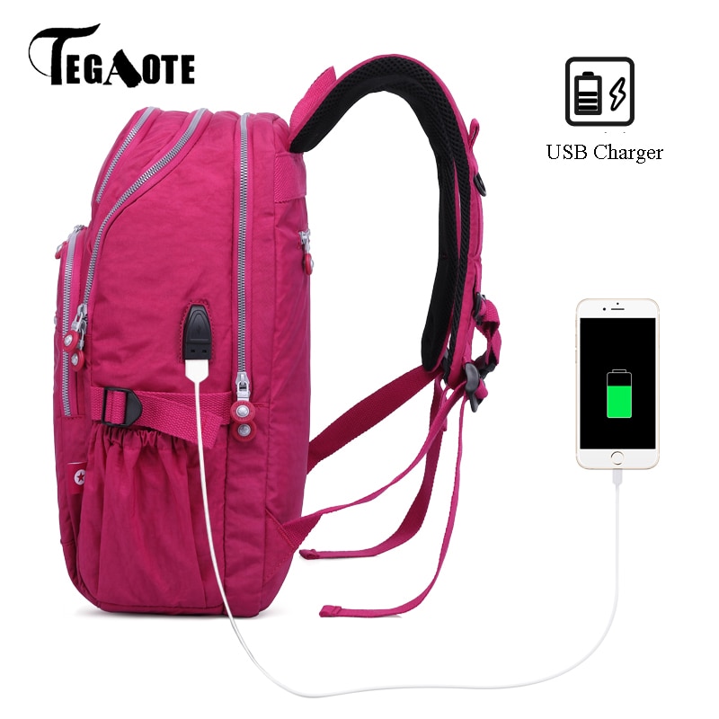 TEGAOTE Backpacks Women Bolsa Bagpack Multi Pocket Nylon Waterproof Travel Back Pack Kid School Bag for Teenage Girl USB Charge