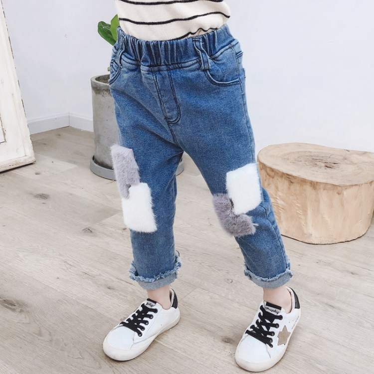 Pantalones vaqueros para niño y niña, pantalón de tela vaquera con retales de piel, ropa para niño de 2, 4, 5 y 6 años, para primavera y otoño