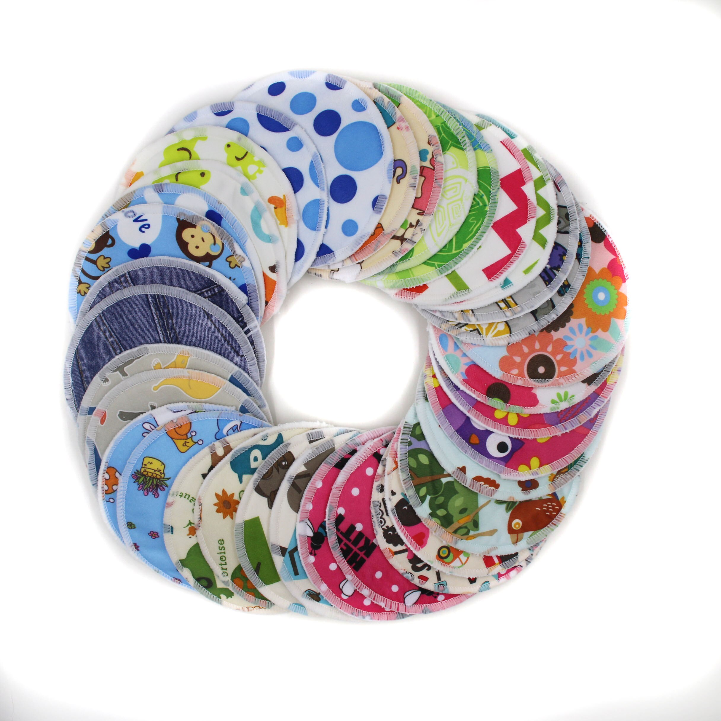 10 Pcs/lot Pregnant Women Washable Nursing Pads Bamboo Cartoon Print Reusable Nursing Pads Lady Breastfeeding Pads Color Random: printed