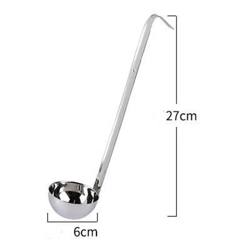 3-Piece 430 Stainless Steel Spoon Handle Spoon with Pouring Hook, Suitable for Kitchen Cooking Pots, 2 Oz