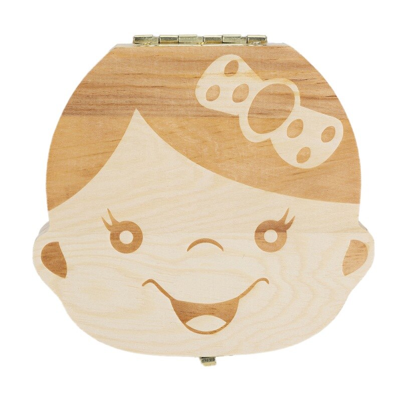 Kids Baby Tooth Keepsake Box, Wooden First Tooth Deciduous Teeth Saver Boxes Container For Child Kids