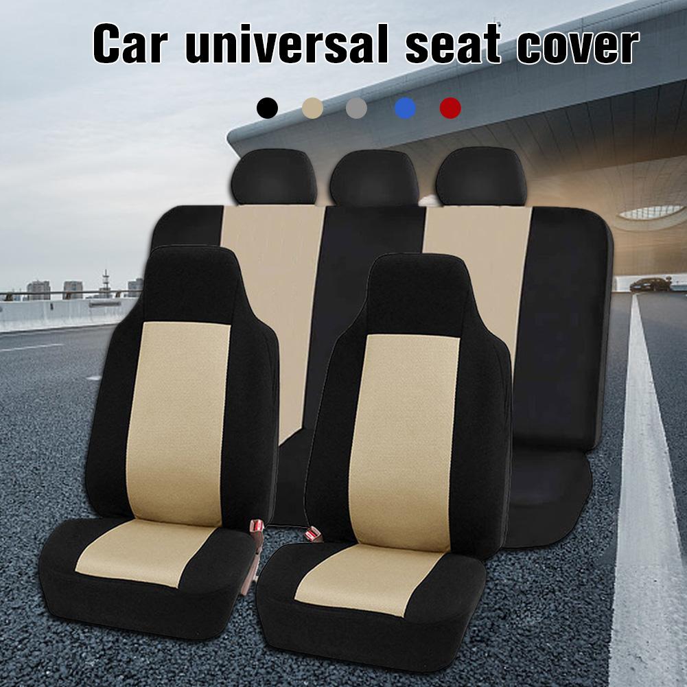 Set de fundas de asiento de coche, accesorios interiores de esponja, cubierta de asiento delantera/trasera/reposacabezas, conjunto de cubierta completa para coche/camión/furgoneta 7 unidades