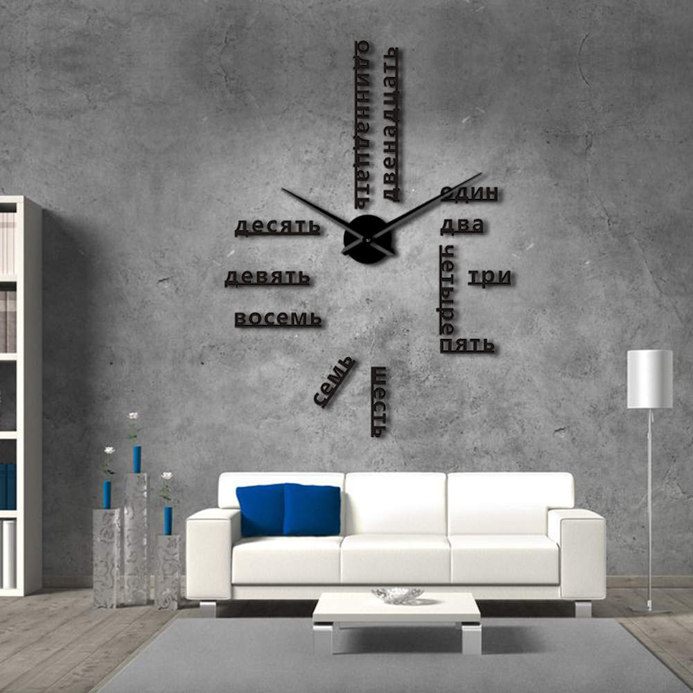 Ausländischen Sprache DIY Riesen Wanduhr Große Sowjet Russische Zahlen Große Uhr Baby Zimmer Vorschule Dekoration Russische Uhr