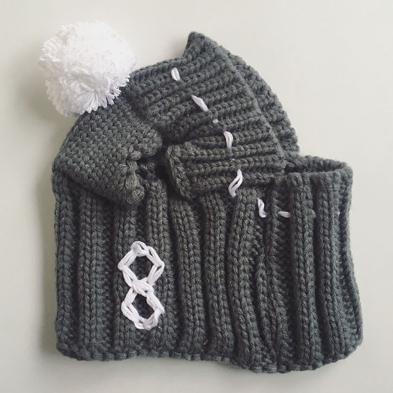 Vinter hundmössa jul sällskapsdjur hattar hund tillbehör ylle valp hatt med boll huvudbonader för små hundar fransk bulldog husdjursprodukter: Grå