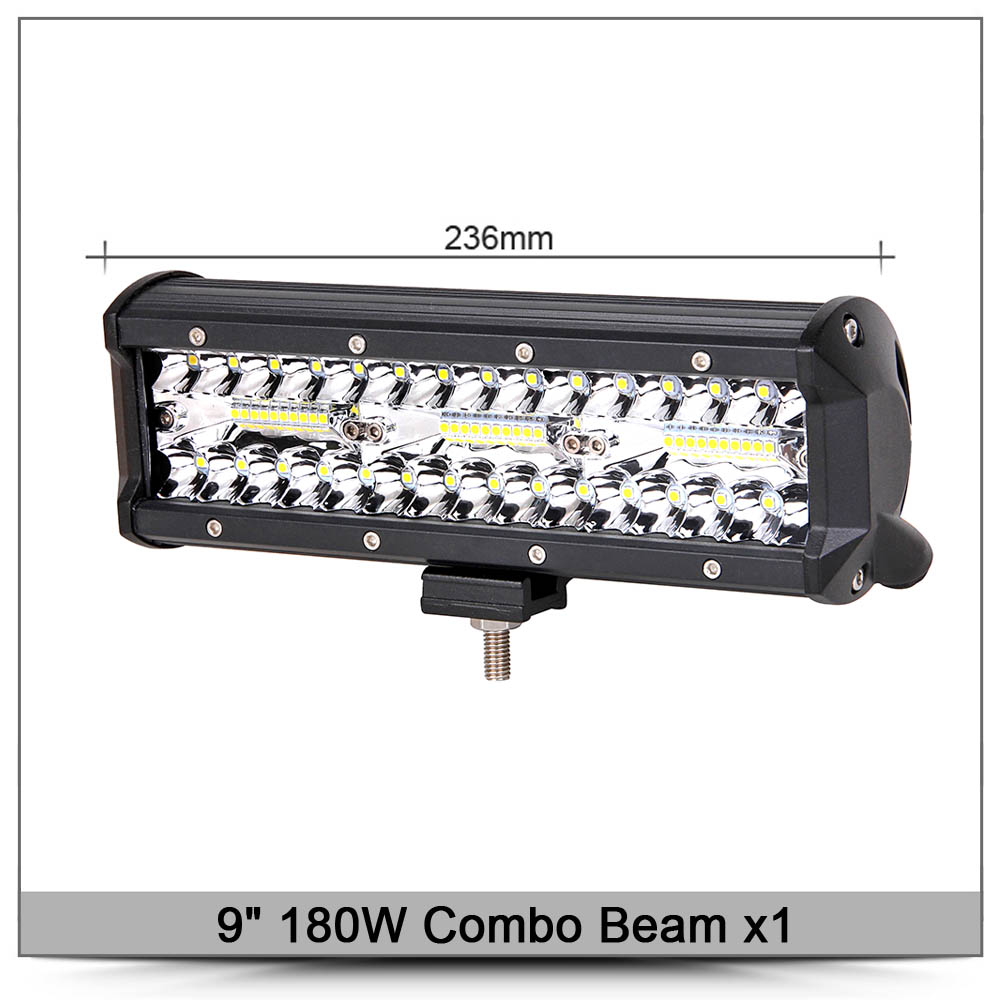 4" 7" 12" 20 Inch Led Bar Light For RC Car 4x4 Off road 4WD Truck ATV 12V 24V Trailer Motorcycle Combo Offroad Work Barra Lights: 9 Inch 180W x1