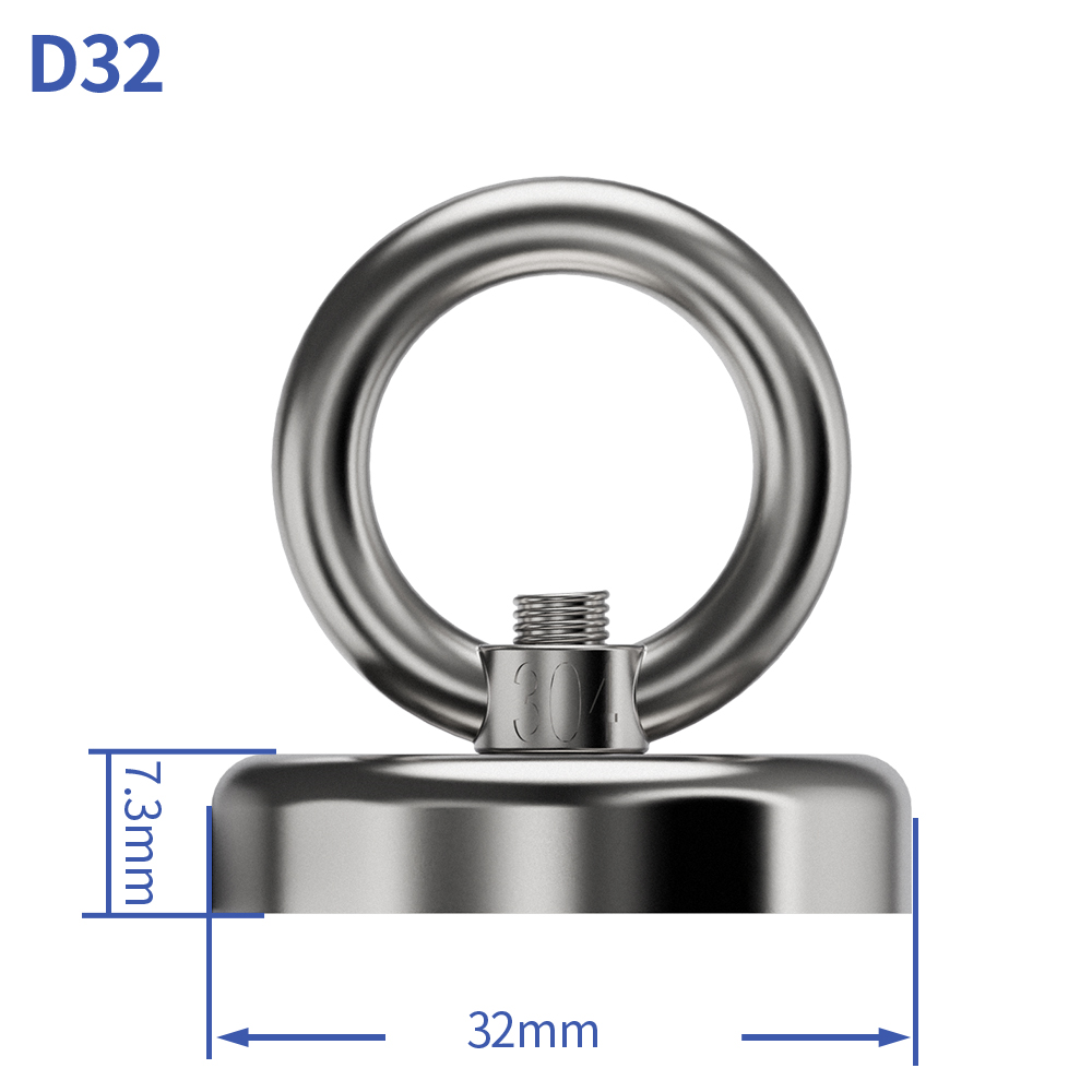 D32 Salvage Magneet Sterke Krachtige Ronde Magneet Haak Rescue Magneet Vissen Tool Apparatuur Houden Magnetische Materialen