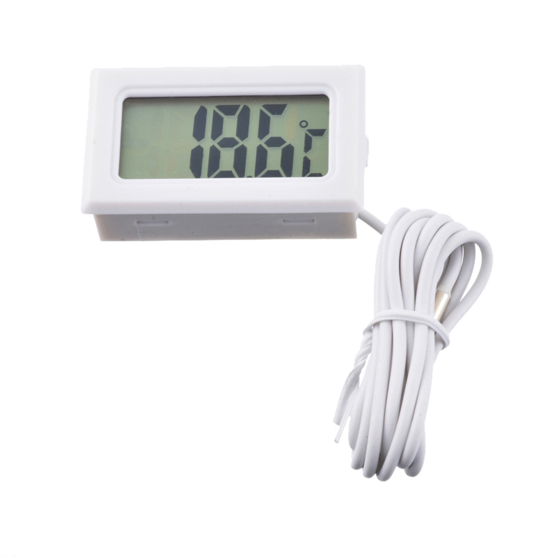 Digitalt termometer hygrometer indendørs udendørstemperatur fugtighedsmåler display sensor sonde vejrstation med lcd display: Hvid 1m