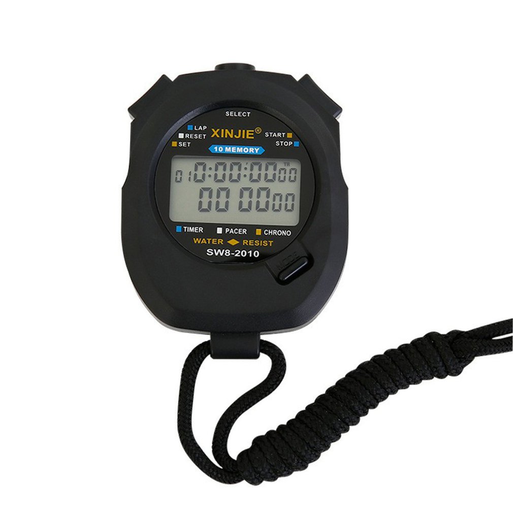Kitchen Timers Digital Handheld LCD Chronograph Sports Stopwatch Timer Stop Watch With String