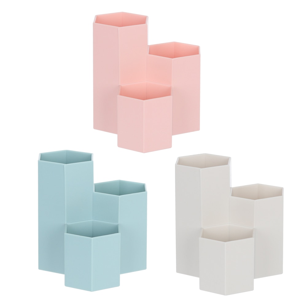 1PC Home Office Hexagonal Pen Pencil Holder Pen Storage Cosmetic Makeup Storage Box Desk Drawer Organizer