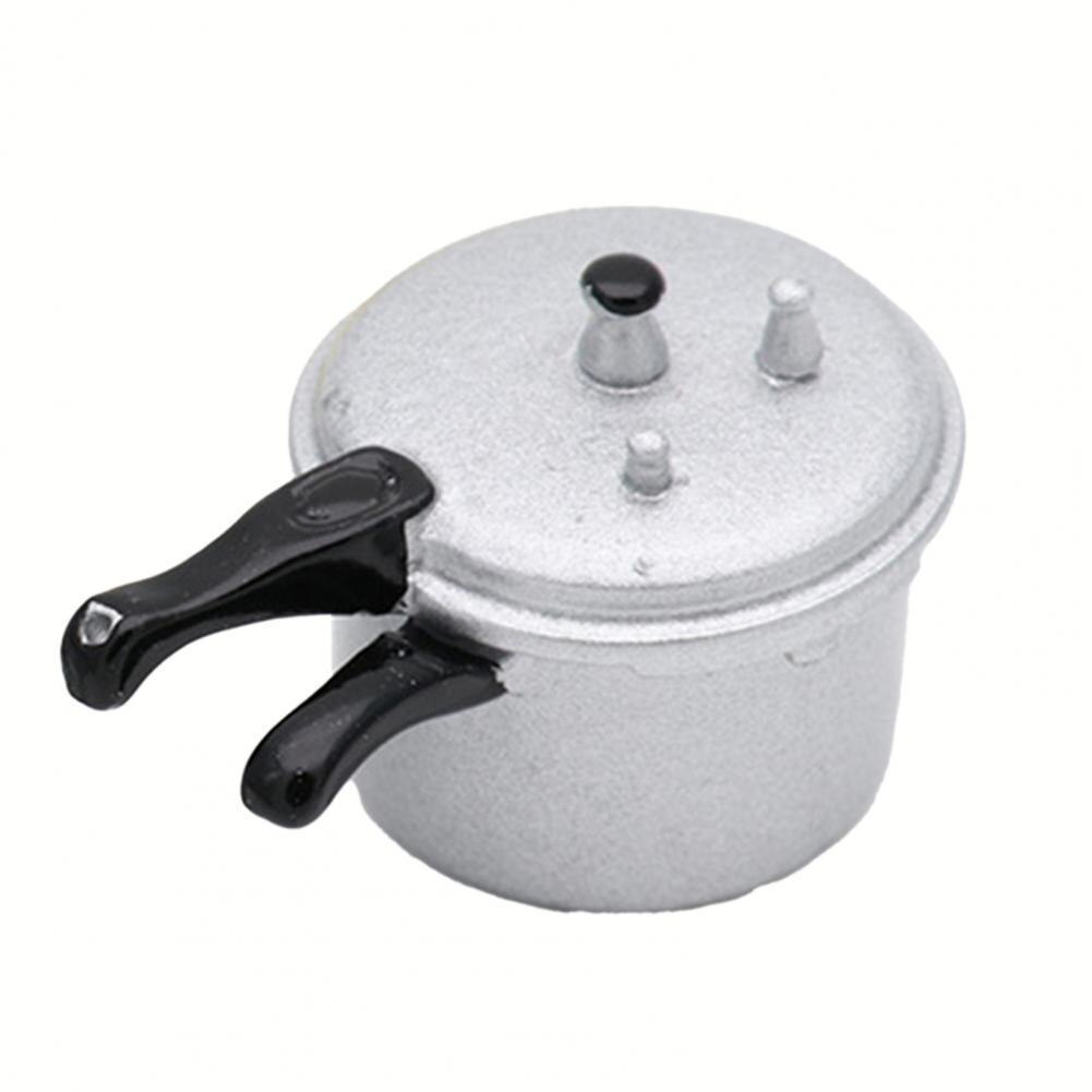 1/12 Dollhouse Mini Zinklegering Simulatie Snelkookpan Keuken Speelgoed Ornament Decoratieve Ornamenten Voor Mini Keuken Scences