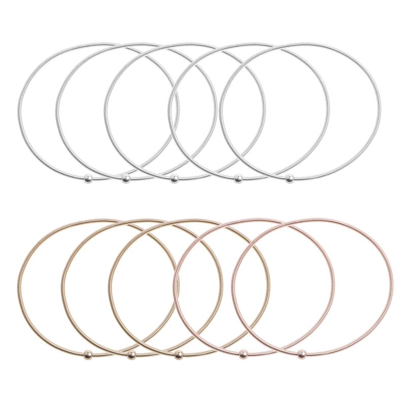 10 Pieces/set Rose Gold Guitar Spring Bracelets Stack Carbon Steel Coil String Bangle Wirstband Stackable Jewelry: 10PCS 11JJ103397