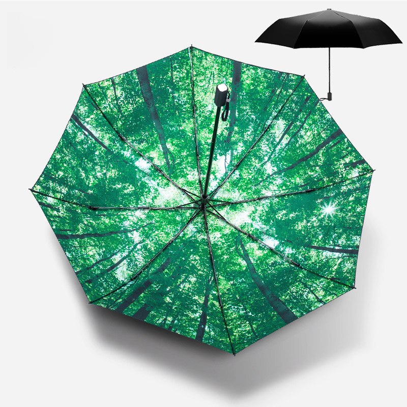 Vijverkarpers printen dames dames regen- en zonneparaplu 3 opvouwbare 8 baleinen zonnescherm uv-bescherming paraplu's guarda chuva: 1