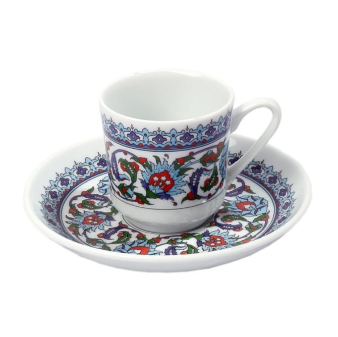 Café turc et tasse à thé grecque porcelaine avec peinture à la main authentique tasse à café en céramique et soucoupe boisson