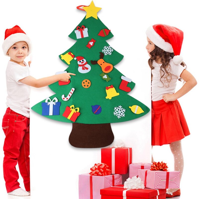 Kids DIY Felt Christmas Tree Merry Christmas Decorations For Home Christmas Wall Ornaments Xmas For Toddlers