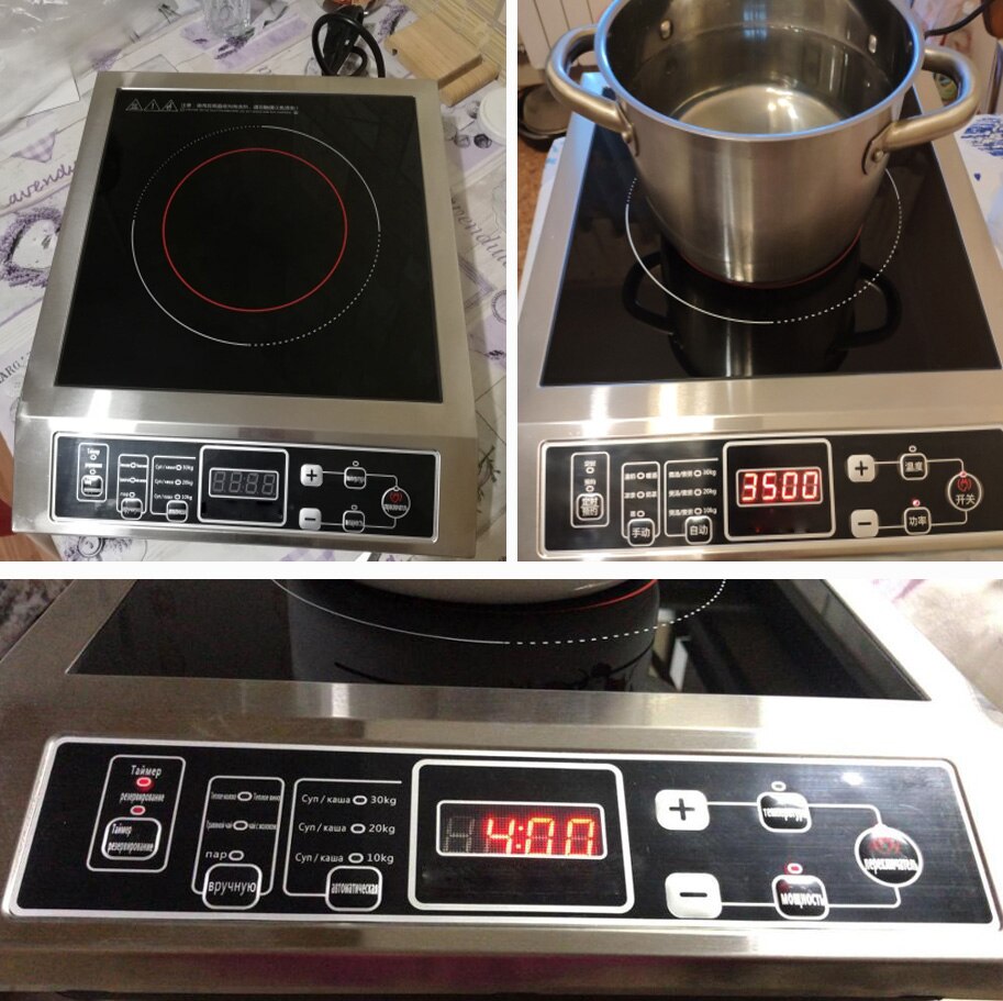 3500 W Stainless Steel Induction Cooker Black Crystal Panel Scheduled Appointment Waterproof Intelligent Temperature Regulation