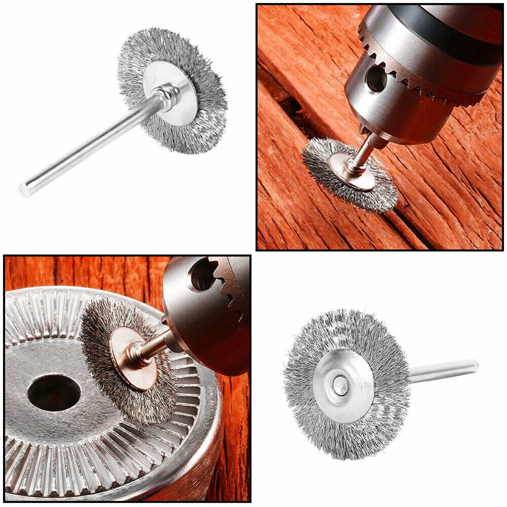 20pcs Metal Tools Round Polishing Steel Wire Brush Drill Rust Removal Rotary Wheel Welding Accessories Cleaning Grinding