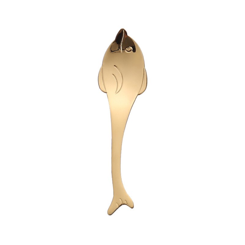 1Pcs 304 Stainless Steel Nice Dinner Spoon Rose Gold/Gold/Silver Fish Coffee Dessert Spoons Tableware: Dolphin gold