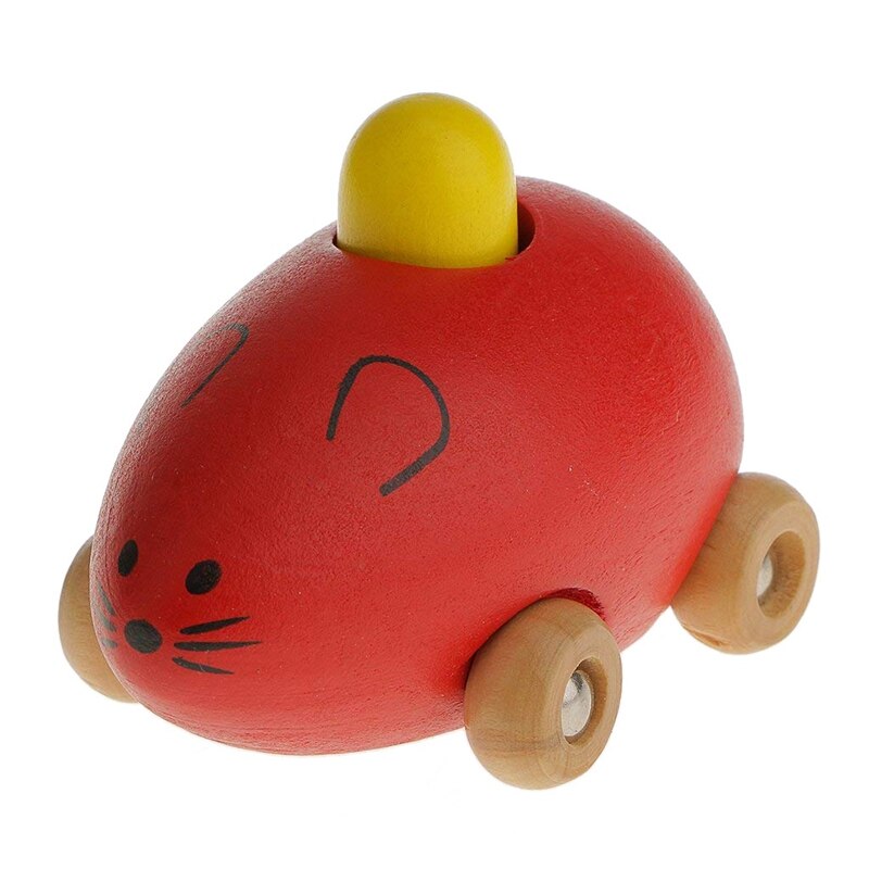Kinderen Baby Speelgoed Mini Houten Geluid BB Muis Auto Vorm Model: Red