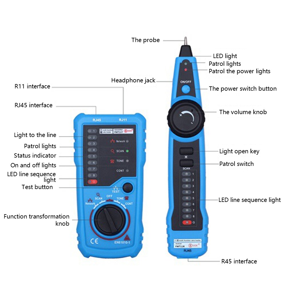 BSIDE Wire Tracker FWT11 RJ11 RJ45 Telephone Wire Tracker Tracer Toner Ethernet LAN Network Cable Tester Line Finder