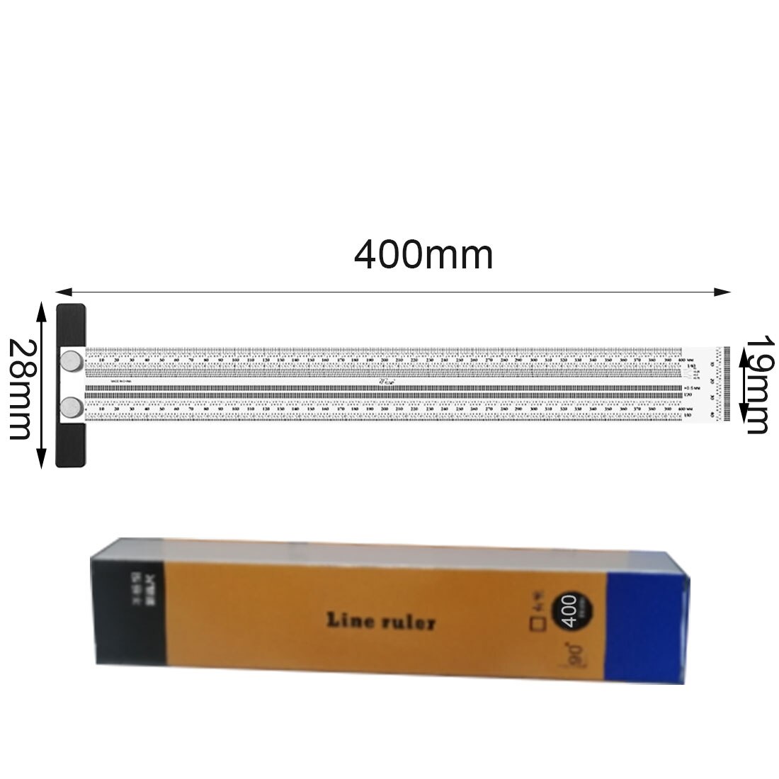 High Precision Scale Ruler T-type Hole Marking Ruler T-Rule Steel Woodworking Scribing Mark Line Gauge Carpenter Measuring Tool: 400mm no pen