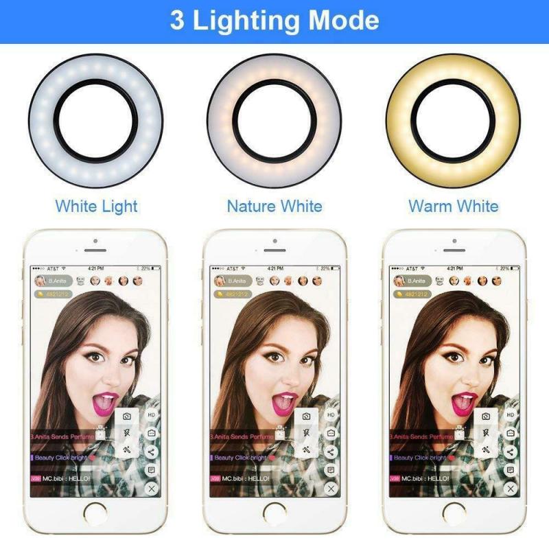 Dimmable LED Selfie Ring Light With Long Arm Lazy Mobile Phone Holder Bracket USB Selfie Ring Lights For Cell Phone Studio