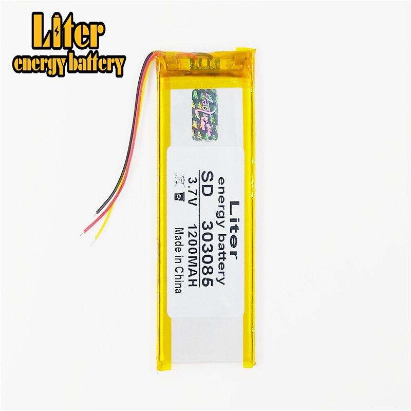 3 line 303085 3.7V 1200mah lithium polymer battery 1200mah interphone 033085 GPS MP3 MP4 MP5 Rechargeable batteries