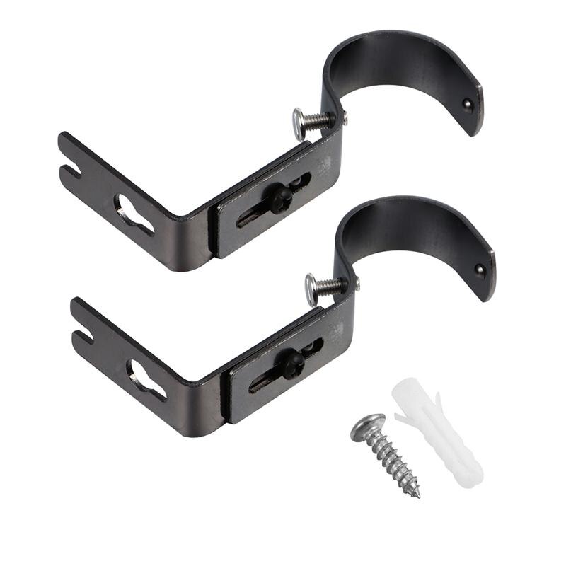 2pcs Durable Convenient Useful Curtain Rod Brackets Curtain Rod Holders Drapery Rod Bracket for Inside Indoor Home: Black