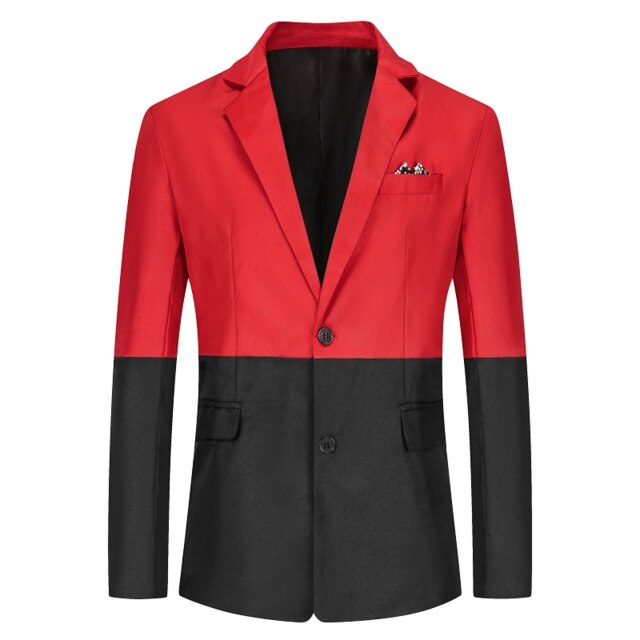 Slim Fit para hombres Blazer Casual sólido negocio boda prendas de vestir abrigo traje Tops de una sola botonadura Regular completo: red Black / XL