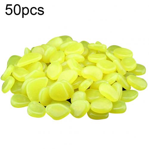 50Pcs Glow in Dark Garden Pebble Stones Rocks for Walkway Garden Path Patio Lawn Fish Tank Decorative Pebbles Luminous Stones: Yellow