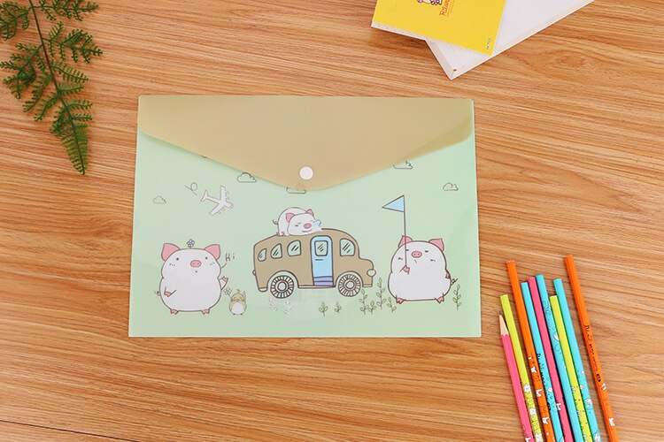 Cute Cartoon Cat Plastic Folders A4 Office File Organizer Document Hold Bags Folders Filing Paper Bag Office School Supplies