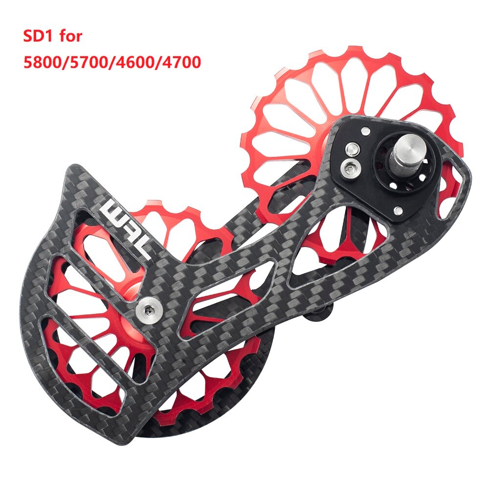 Desviador trasero de cerámica de fibra de carbono para bicicleta, rueda de guía de polea 17T para 6800 R7000 R8000 R9100 R9000, accesorios de bicicleta: SD1 red