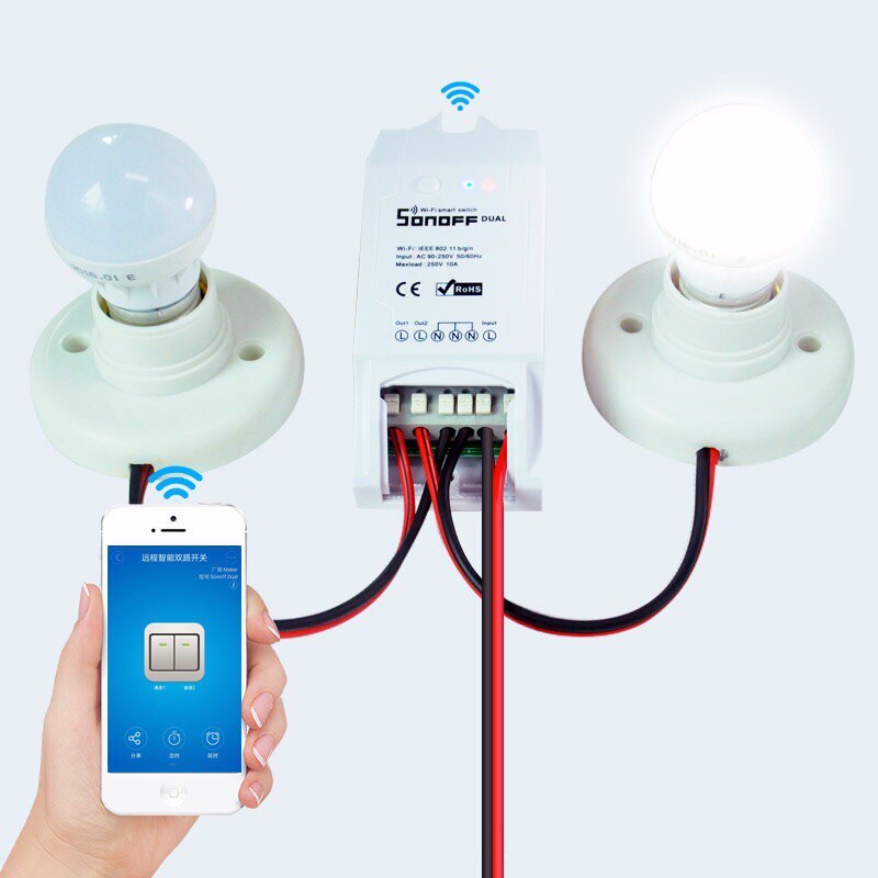 Sonoff Dual R2 Itead Samrthome Draadloze Wifi Schakelaar Diy Module Smart Home Timing Sonoff Schakelaar Compatibel Met Alexa Google Thuis