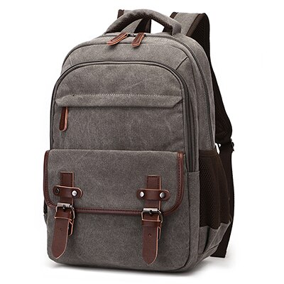 Canvas Rucksack Bag Women Vintage Men Backpack Shoulder Bags Female Plecak Male Travel Backpacks Multifunction Mens Back Pack: Gray