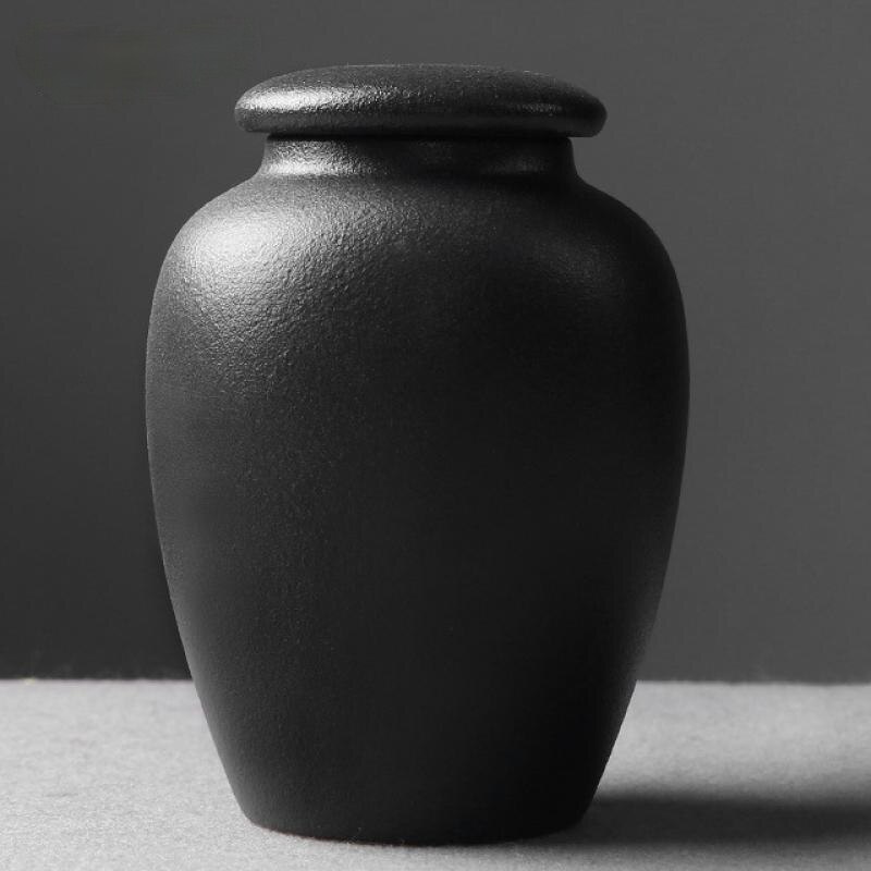 Urna de cerámica para cenizas funerarias, recipiente de almacenamiento con sello para urna de cremación humana de mascotas, recuerdo Pal, color blanco o negro: 3  9x12cm