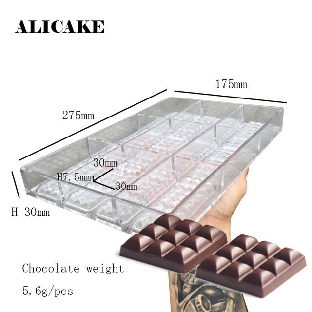 Moule à Chocolat Polycarbonate Transparent 27,5x13,5 Cm - Pour Barres, Bonbons, Gelée, Glaçons - Qualité Alimentaire, Réutilisable