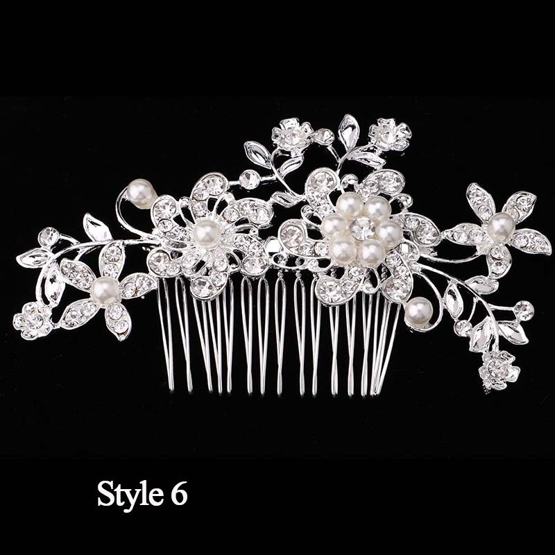 GETNOIVAS Handmade Silber Farbe Perle Blume Haar Kamm Braut Tiara Crown Kopfschmuck Hochzeit Braut Frauen Haar Schmuck Zubehör