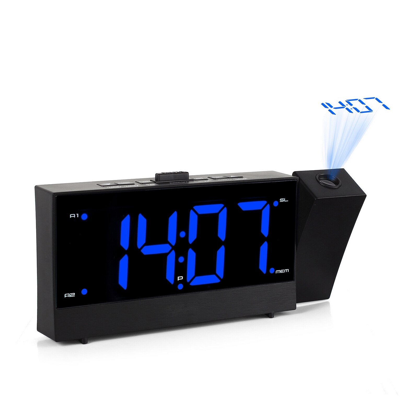 LED Ceiling Projection Clock Digital Electronic Alarm Clock Radio Multifunction Mini Adjustable Sleep Timer Desktop Table Clocks: Black