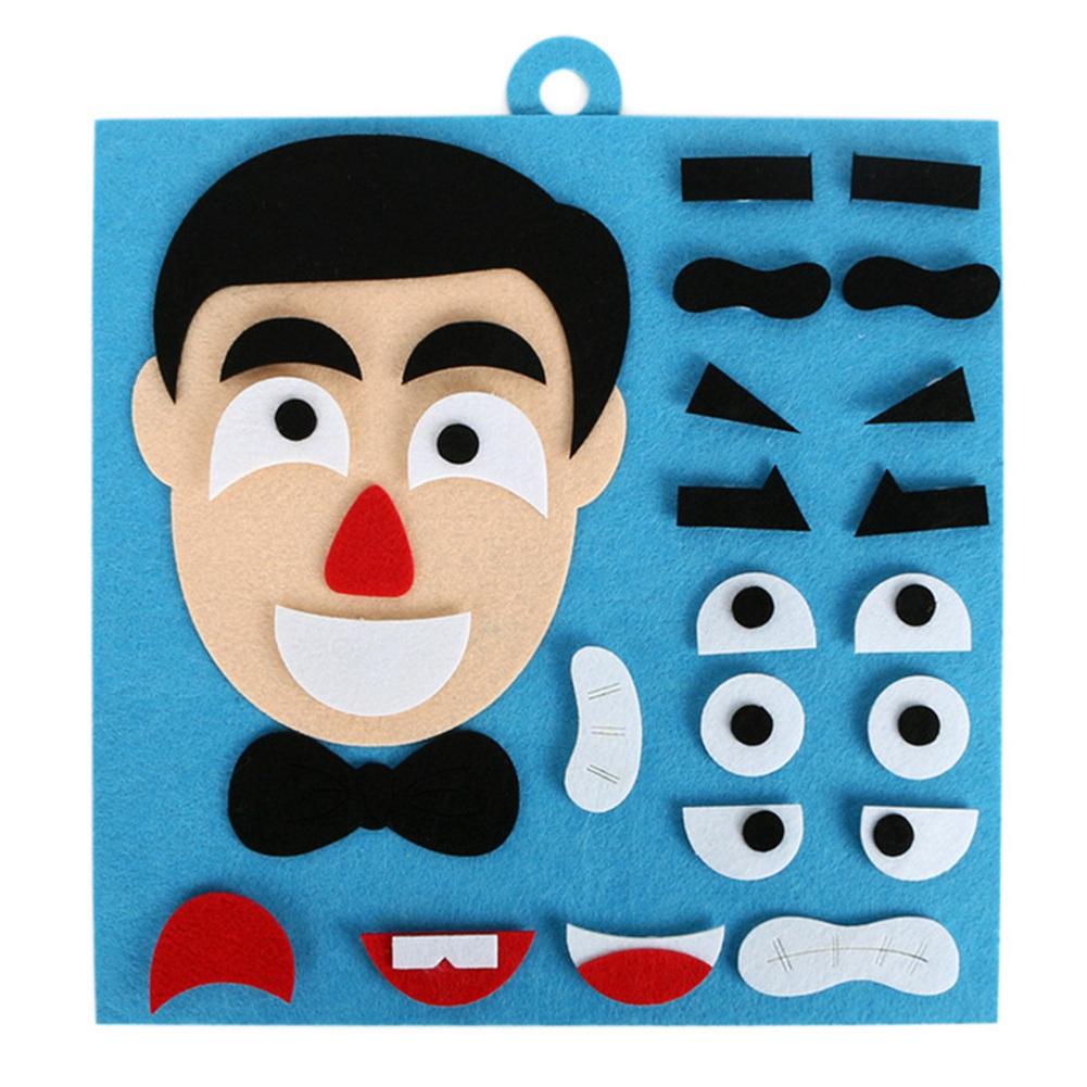Ansigtsudtryk legetøj klud bog tidlige barndom læring legetøj sjov ansigtsudtryk diy puslespil legetøj manuel hjerne til baby børn: -en