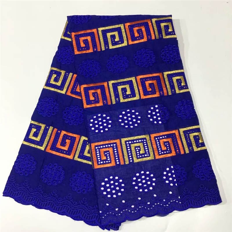 5 yard Swiss lace fabric latest heavy beaded embroidery African cotton fabrics Swiss voile lace popular Dubai styleLC2209: Blue