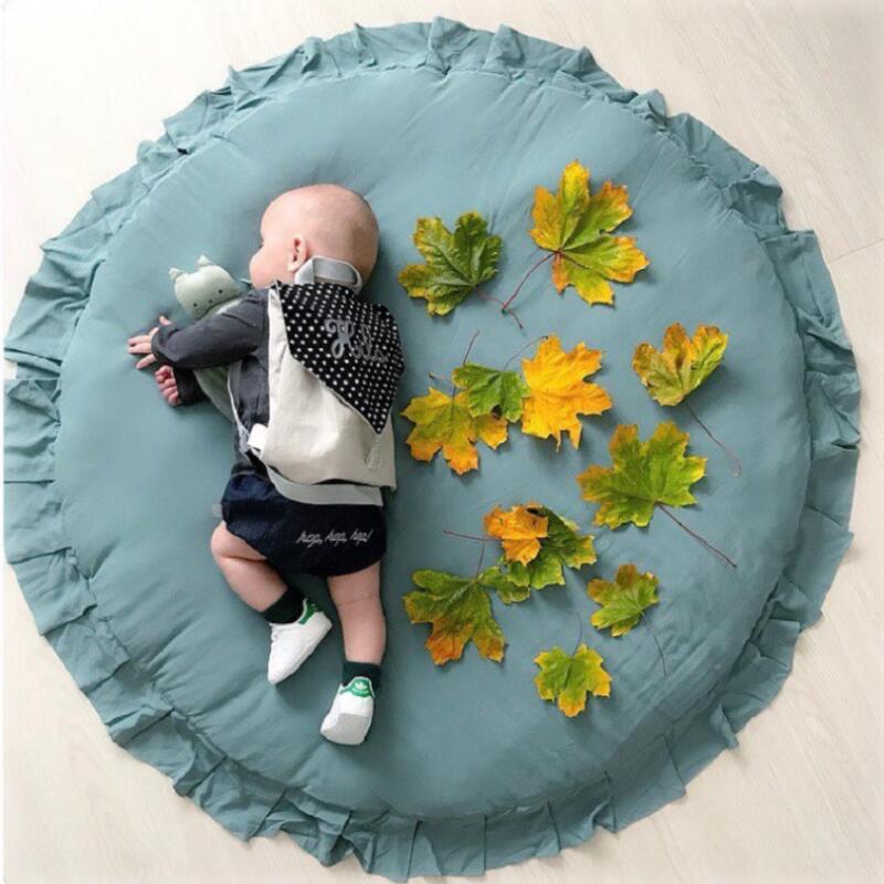 Ins nordisk rund ensfarvet blonder legemåtte gennemsøgningsmåtte babyværelse tæppe gennemsøgningsmåtte børnerum dekorativt tæppe