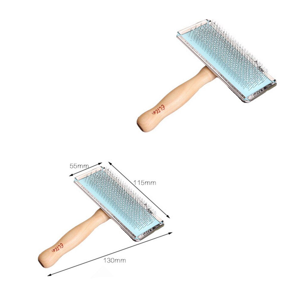 1Pc taille moyenne universel épilateur inoxydable aiguille cheveux nettoyant brosse pratique pour animal de compagnie chien chat (bleu, bois)