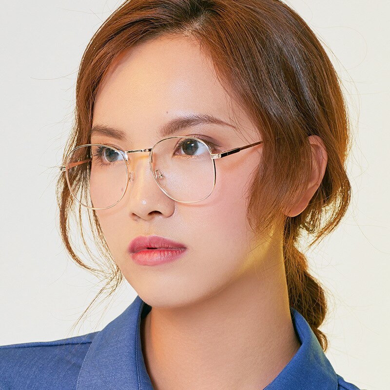 Vintage Metalen Brillen Anti-Blauw Licht Vrouwen Optiek Bijziendheid Bril Klassieke Mode Ronde Frame Bril Computer Mannen