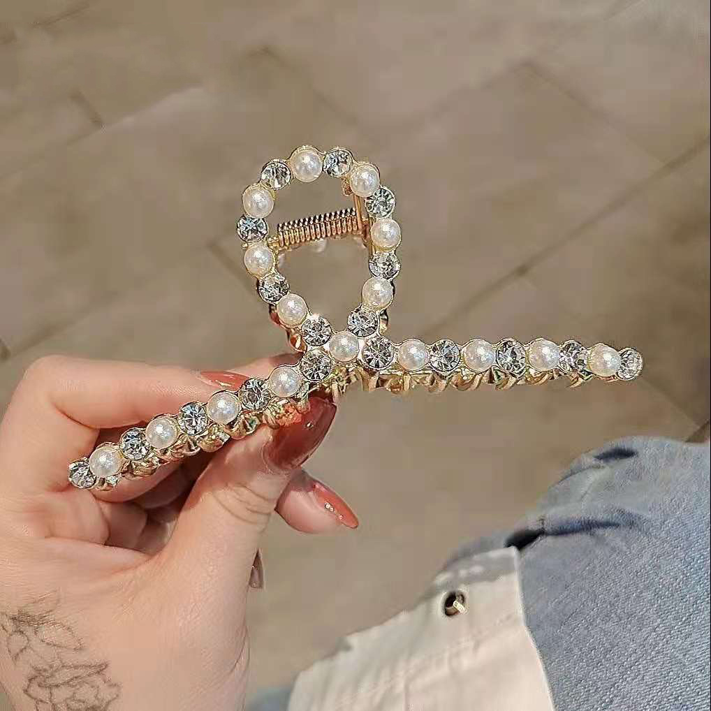 Pinzas para el pelo con borla de cristal y diamantes de imitación para mujer y niña, horquillas geométricas de Metal para el pelo, accesorios para el cabello: RED